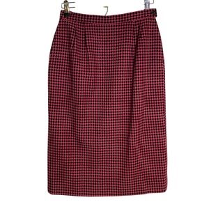 Pendleton Women's 6 Pink Black Houndstooth‎ Virgin Wool Pencil Skirt Pockets USA